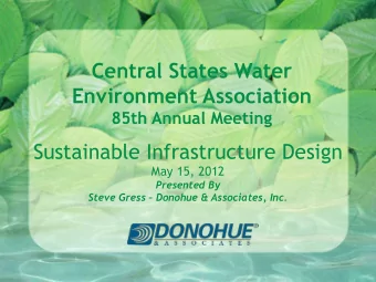 Central States Water  Environment Association  85th Annual Meeting  Sustainable Infrastructure