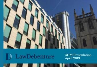 AGM Presentation  April 2019  Agenda  1.  1.  The  he Law Debe  benture Mode  del  2.  Group Hig