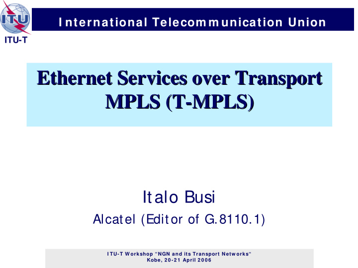ethernet services over transport ethernet services over