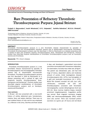 IJHOSCR  Case Report International Journal of Hematology-Oncology and Stem Cell Research  Rare  are