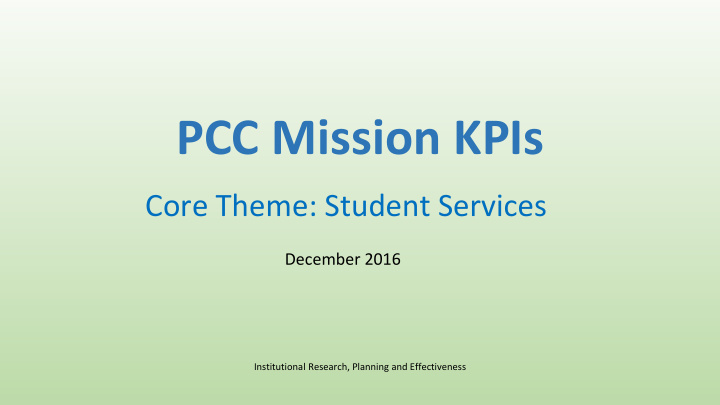 pcc mission kpis