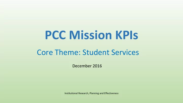pcc mission kpis