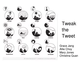 Tweak  the  Tweet  Grace Jang  Allie Choy  Mary Jones  Christina Quan  Background  Who? o people in