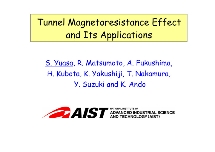 tunnel magnetoresistance effect and its applications