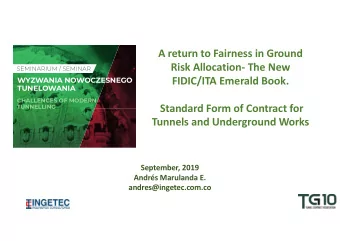 A return to Fairness in Ground  Risk Allocation- The New  SEMINARIUM / SEMINAR  SEMINARIUM /