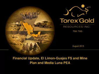 Plan and Media Luna PEA  Safe Harbour Statement The preliminary economic assessment (the PEA)