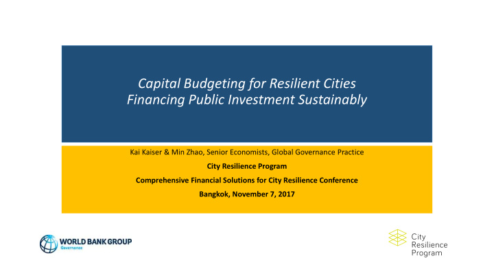 capital budgeting for resilient cities financing public