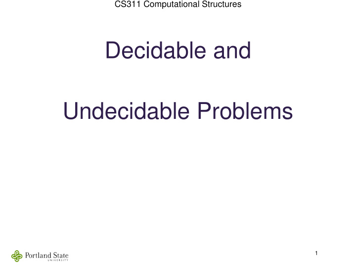 decidable and undecidable problems