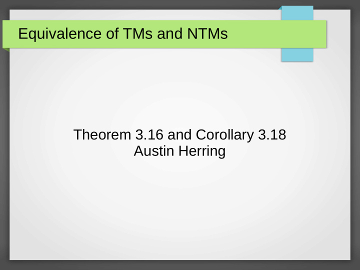 equivalence of tms and ntms