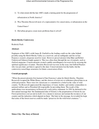 1) To what extent did the late 1800s mark a turning point for the progression of  urbanization