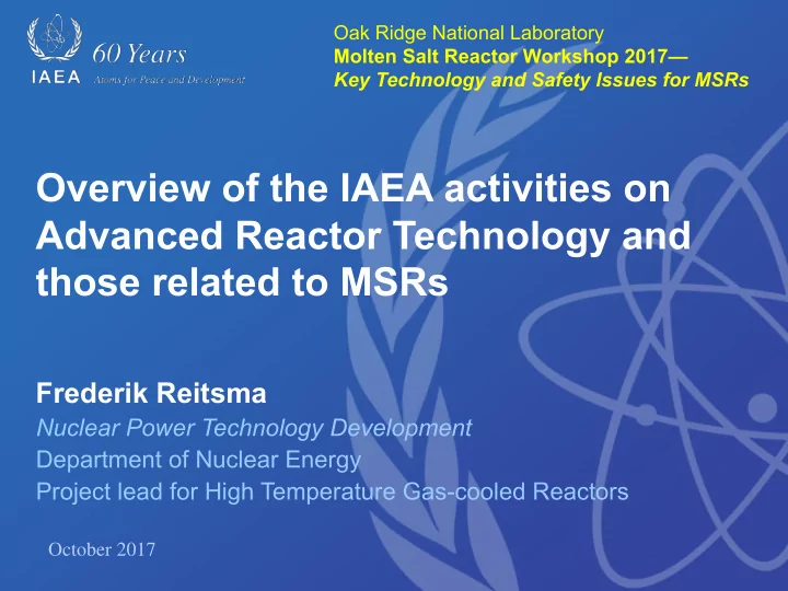 overview of the iaea activities on advanced reactor