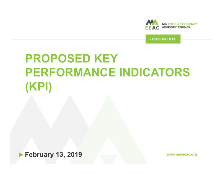 proposed key performance indicators kpi
