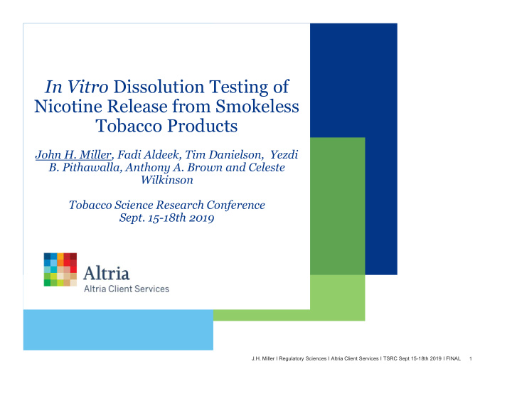 in vitro dissolution testing of nicotine release from