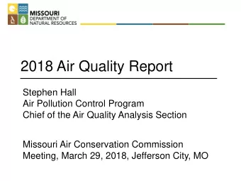 2018 Air Quality Report  Stephen Hall  Air Pollution Control Program  Chief of the Air Quality