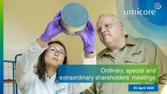 Ordinary, special and  extraordinary shareholders' meetings  30 April 2020  Agenda  Governance