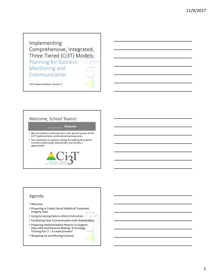 implementing comprehensive integrated three tiered ci3t