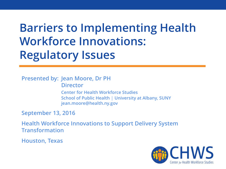 barriers to implementing health workforce innovations