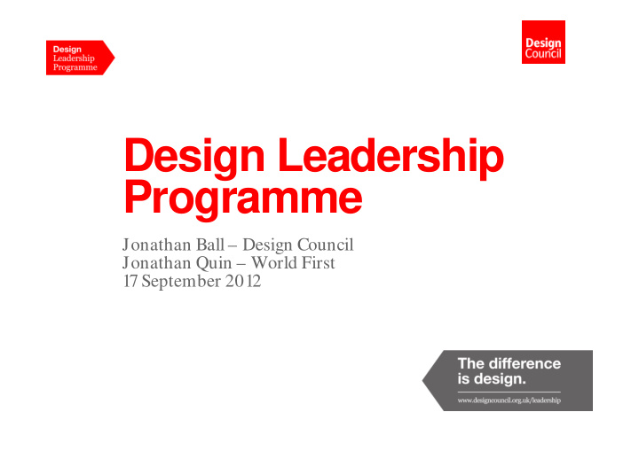 design leadership programme