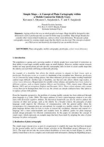 Simple Maps  A Concept of Plain Cartography within a Mobile Context for Elderly Users Kovanen