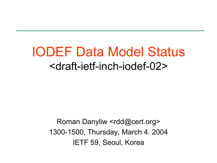 iodef data model status