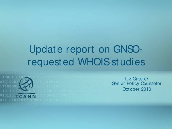 update report on gns o requested whois studies