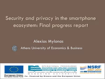 ecosystem: Final progress report  Alexios Mylonas  Athens University of Economics &amp; Business