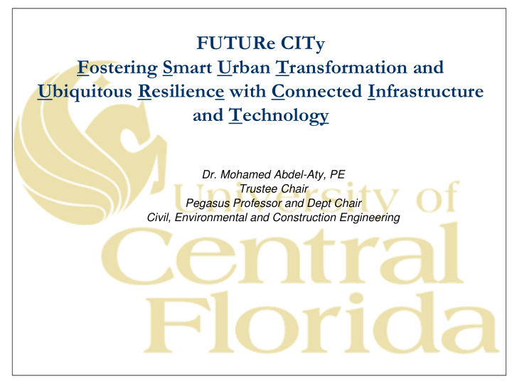 ubiquitous resilience with connected infrastructure