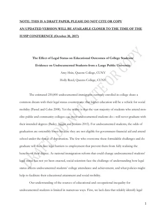 NOTE: THIS IS A DRAFT PAPER; PLEASE DO NOT CITE OR COPY  AN UPDATED VERSION WILL BE AVAILABLE