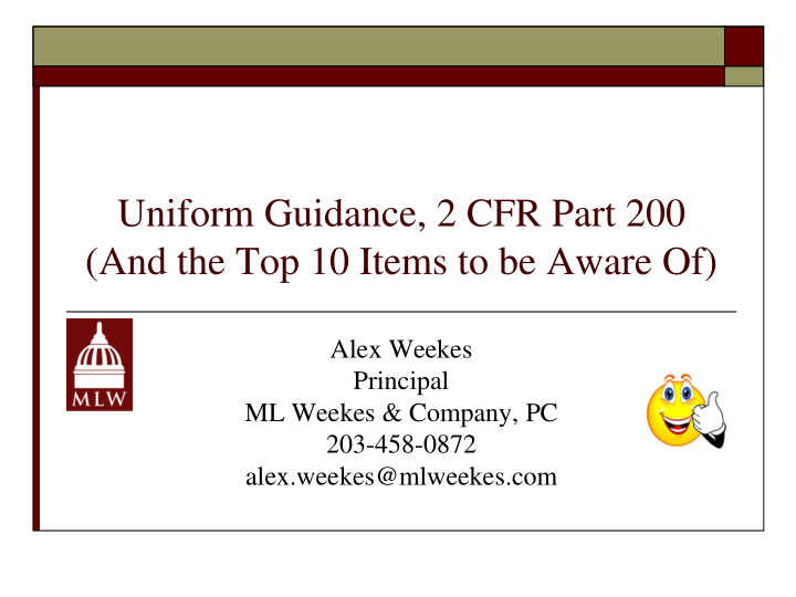 uniform guidance 2 cfr part 200 and the top 10 items to