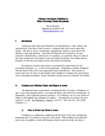 Fiduciary Investment Guidelines &amp;  Fiduciary Investment Guidelines &amp;  Fiduciary Investment