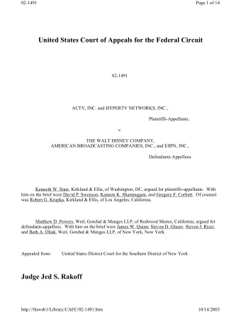 United States Court of Appeals for the Federal Circuit  02-1491  ACTV, INC. and HYPERTV NETWORKS,