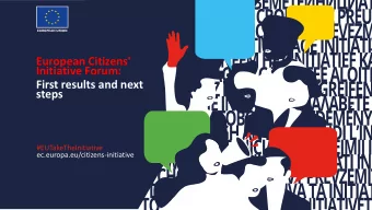 Initiative Forum:  First results and next  steps  #EUTakeTheInitiative