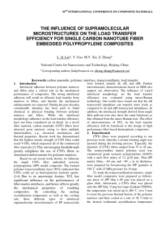 THE INFLUENCE OF SUPRAMOLECULAR  MICROSTRUCTURES ON THE LOAD TRANSFER  EFFICIENCY FOR SINGLE CARBON