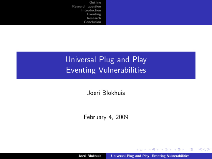 universal plug and play eventing vulnerabilities