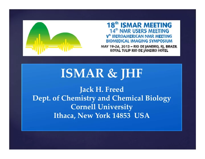 ismar amp jhf