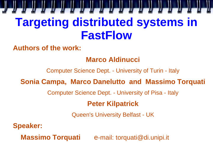 targeting distributed systems in fastflow