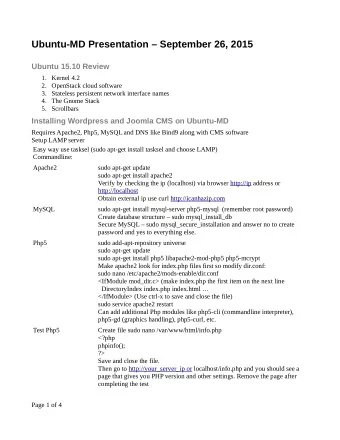 Ubuntu-MD Presentation  September 26, 2015  Ubuntu 15.10 Review  1. Kernel 4.2  2. OpenStack