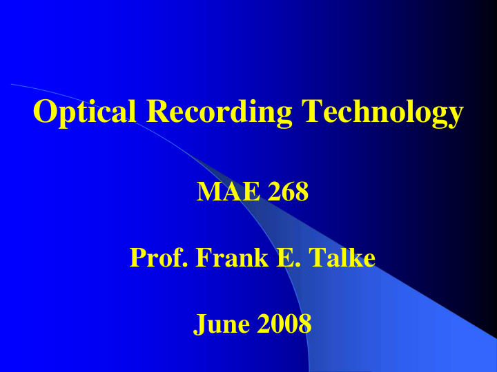 optical recording technology