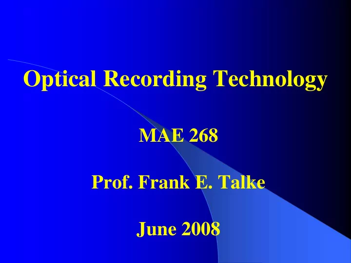 optical recording technology