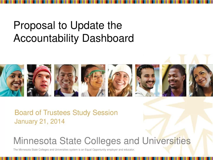 proposal to update the accountability dashboard