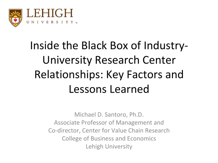 inside the black box of industry university research