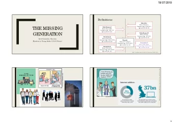 THE MISSING  Baby  y Bo omers  s I  Age in 2 01 8  9 8 -7 8  Born 1 9 4 3 -1 9 6 0  Coming of Age 1