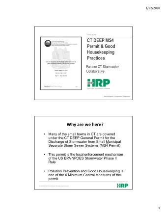 CT DEEP MS4  Permit &amp; Good  Housekeeping  Practices  Eastern CT Stormwater  Collaborative