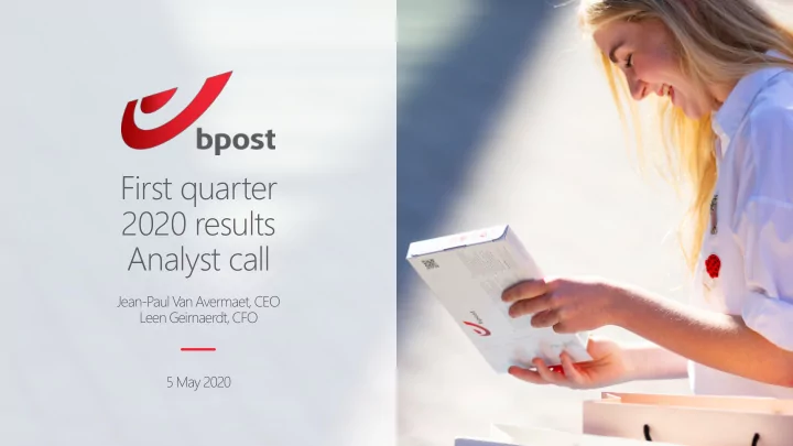 first quarter 2020 results analyst call