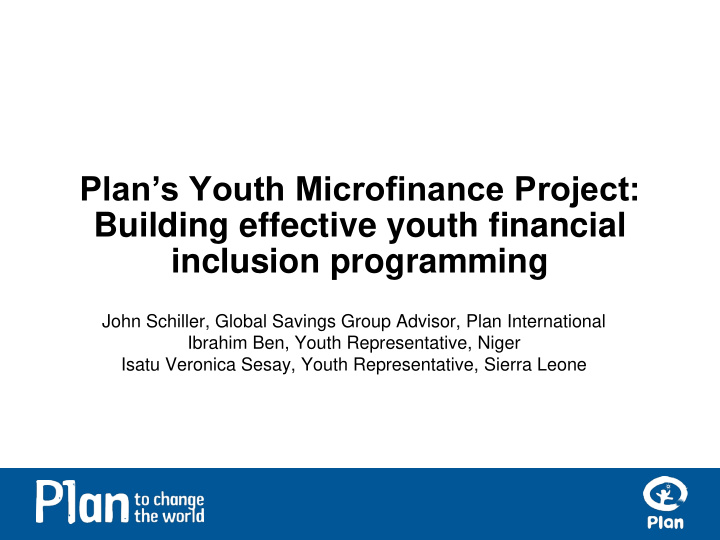plan s youth microfinance project