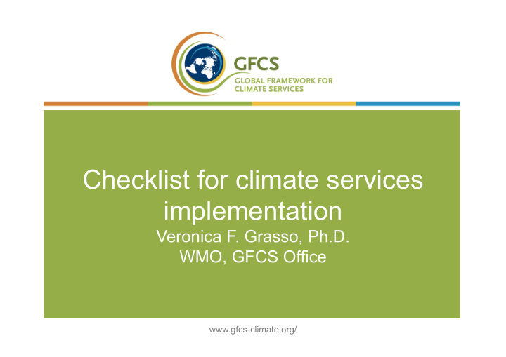 checklist for climate services implementation