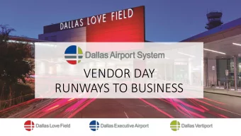 VENDOR DAY  RUNWAYS TO BUSINESS  VENDOR DAY AGENDA  Opening &amp; Welcoming Remarks with Overview