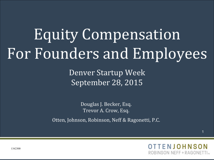 equity compensation for founders and employees