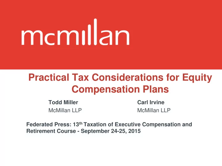 practical tax considerations for equity compensation plans