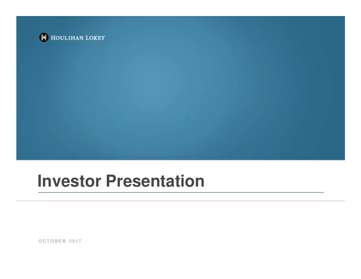 investor presentation